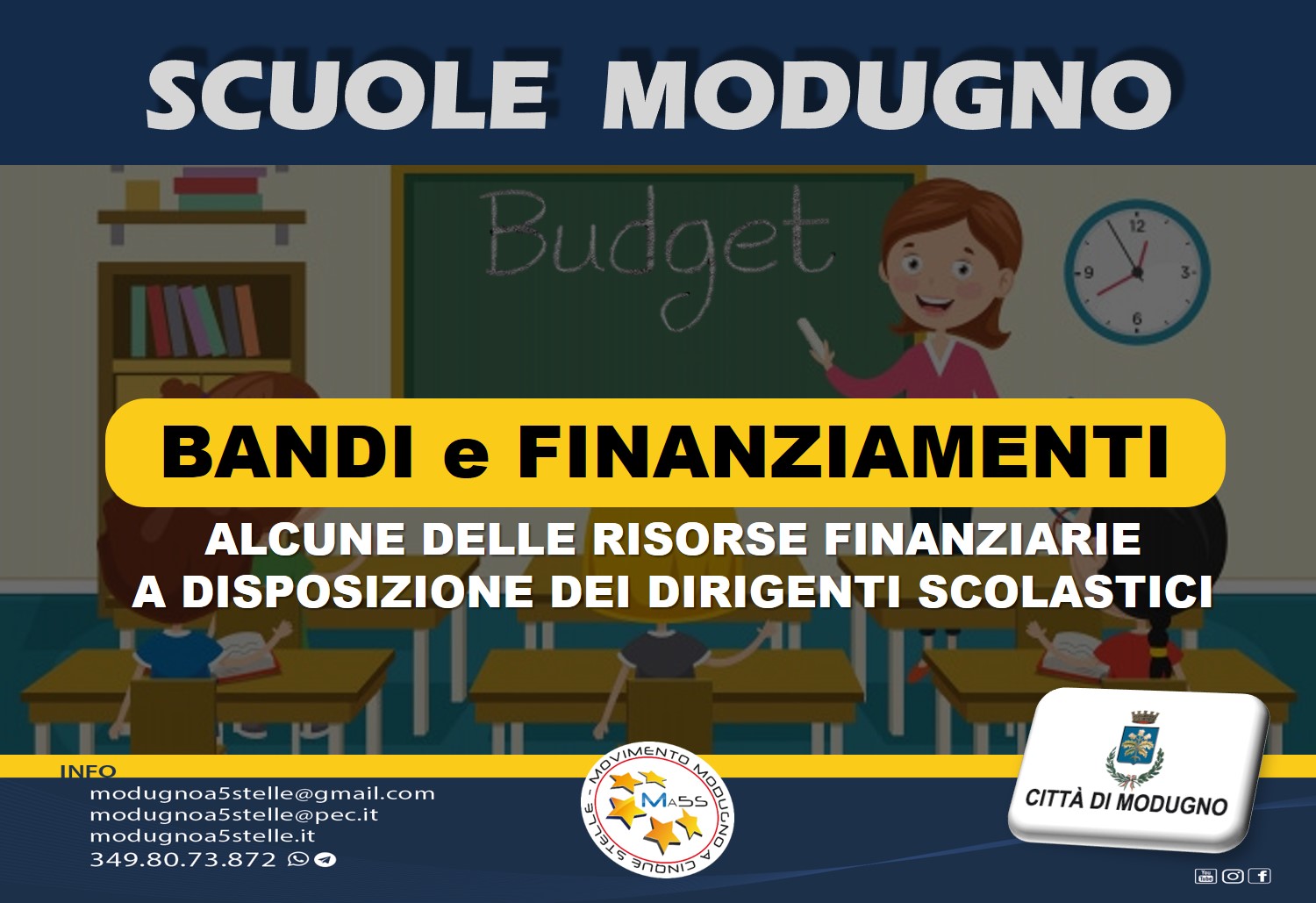 Scuole Modugno, bandi e finanziamenti