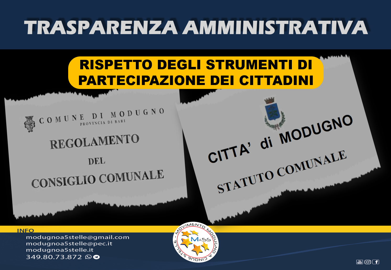 Rispetto dello Statuto e Regolamento comunale