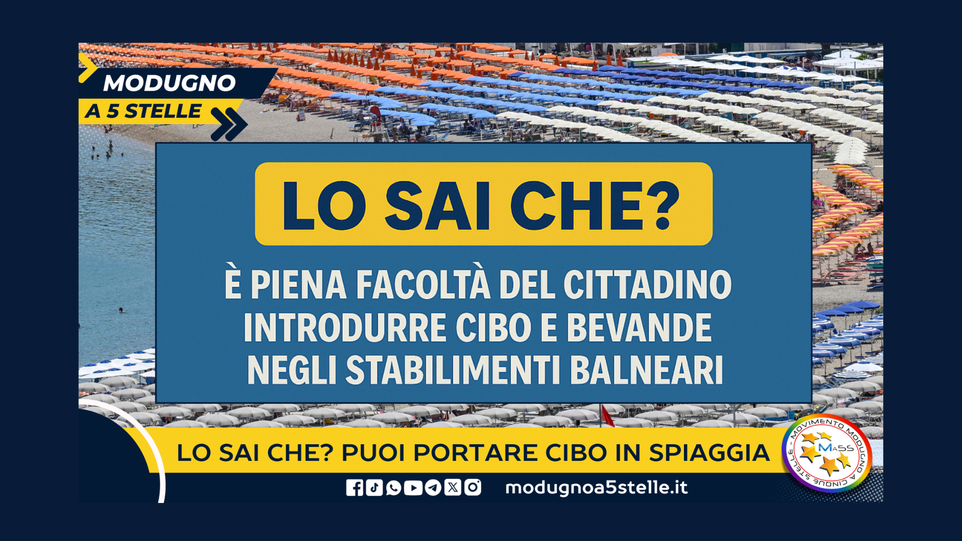 Diritto ad introdurre alimenti in spiaggia