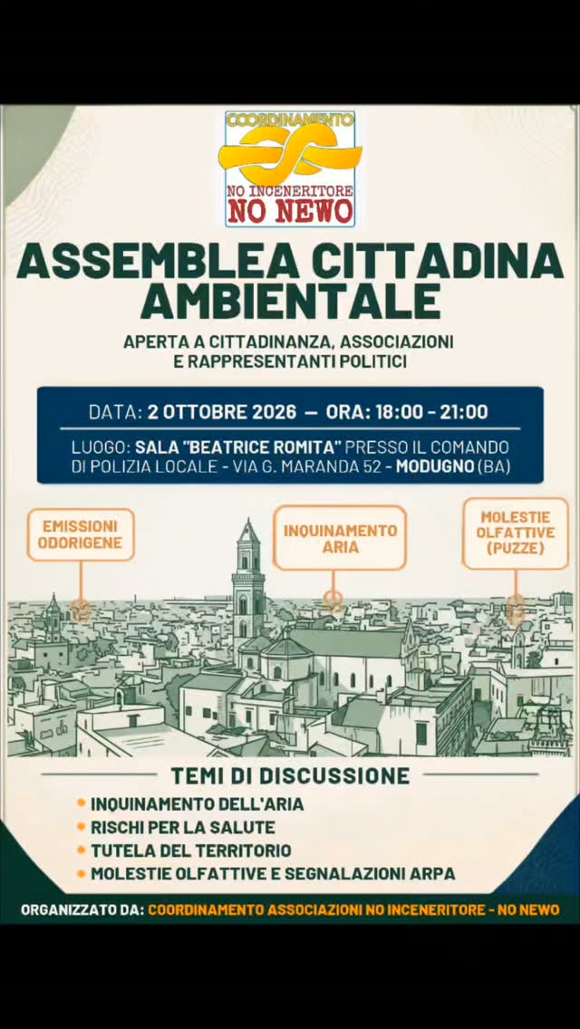 📣 STASERA A MODUGNO: IL FUTURO E LA QUALITÀ DELL’ARIA CHE RESPIRIAMO DIPENDONO ANCHE DA…