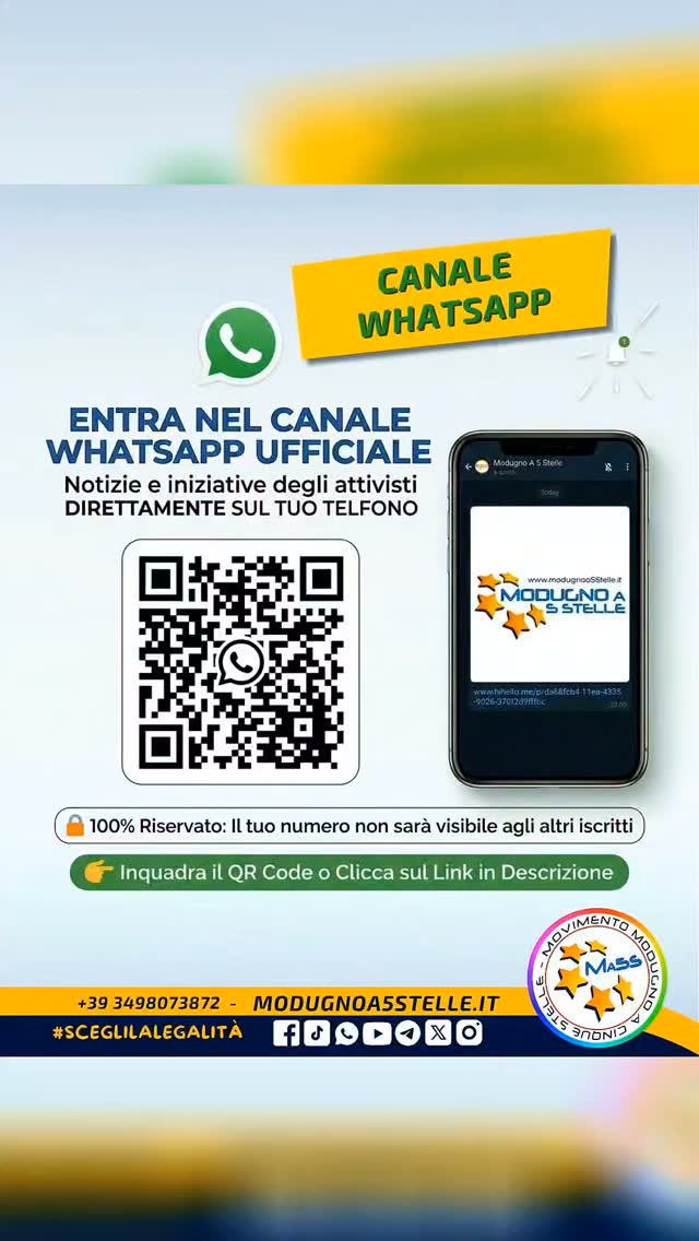 ​📲 Vuoi restare sempre aggiornato su Modugno? ​Unisciti al Canale WhatsApp dell'Associazione Modugno A 5…